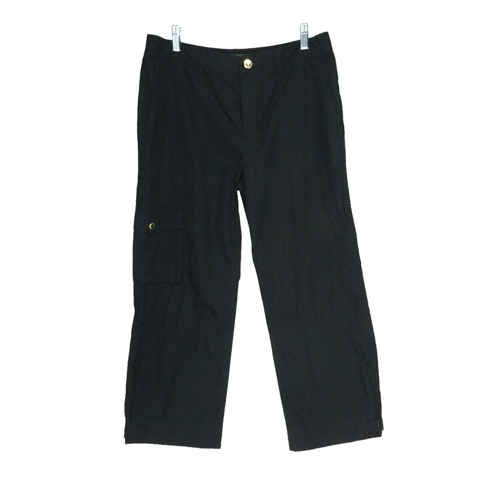 Lauren Ralph Lauren Cargo Pants Womens Size 8 Black Cropped Casual - Picture 1 of 13
